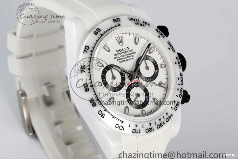 White Black Best on Dial Rubber 5GF Daytona White Ceramic A7750 Edition White Strap 1226